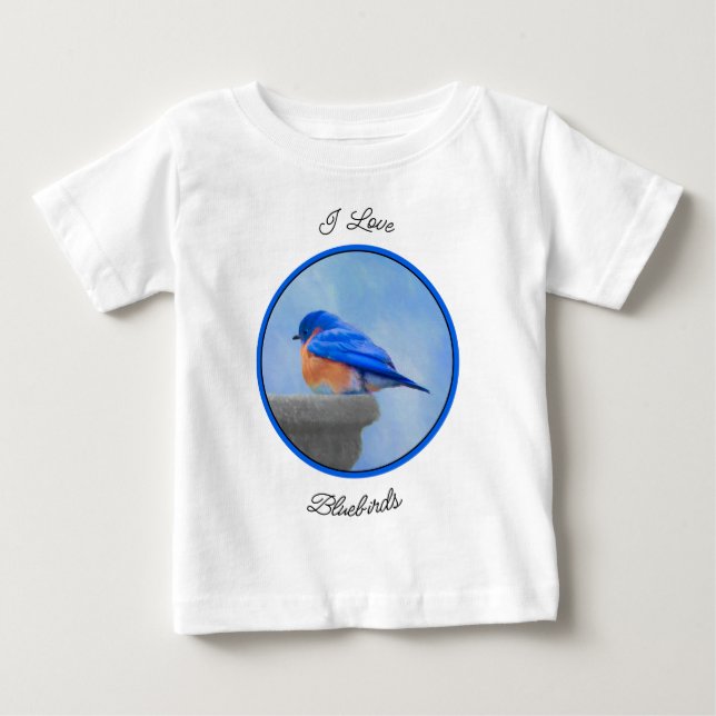 Blåfågelmålning - originalbild av fåglar t shirt (Framsida)