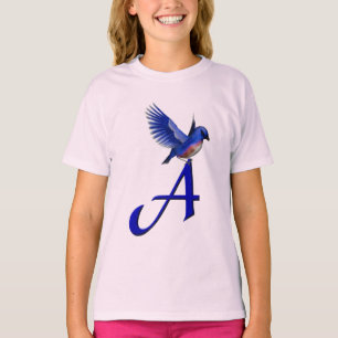 Blåfågelmonogram initial A T Shirt