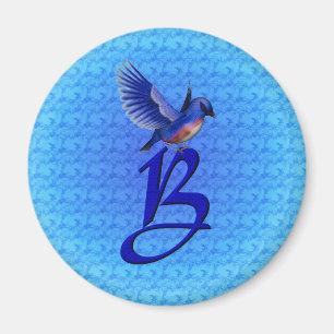 Blåfågelmonogram initial B Magnet
