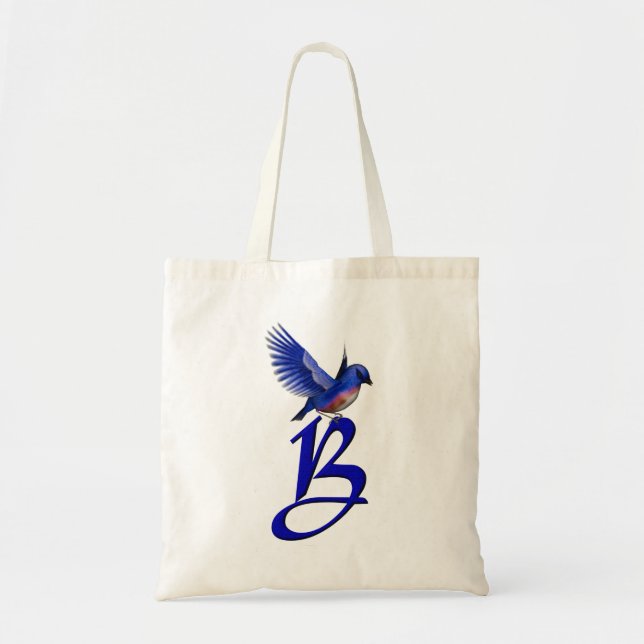 Blåfågelmonogram initial B Tygkasse (Framsidan)