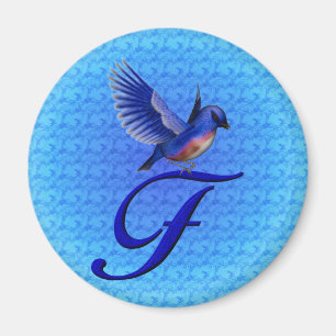 Blåfågelmonogram initial F Magnet