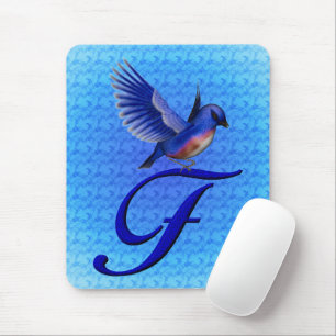 Blåfågelmonogram initial F Musmatta