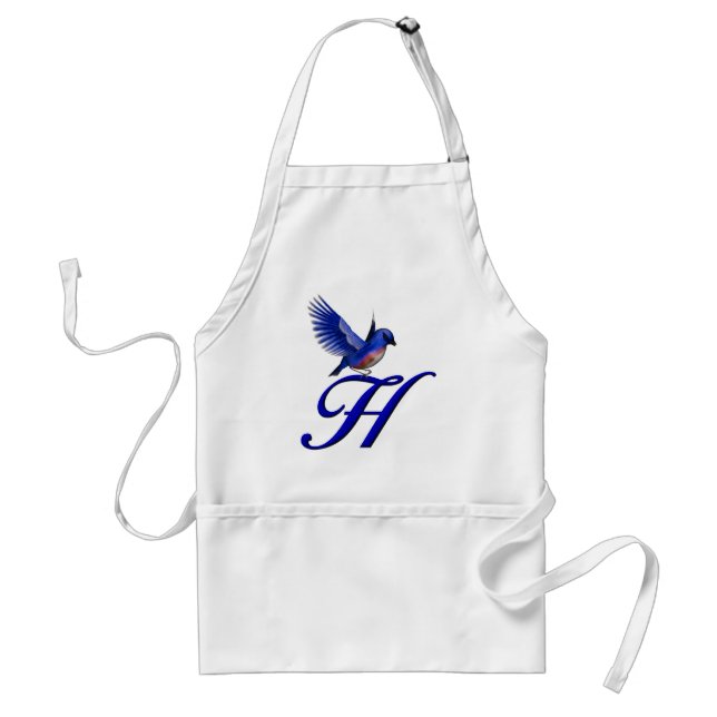 Blåfågelmonogram initial H Förkläde (Framsidan)