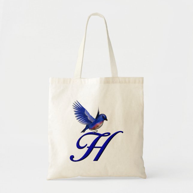 Blåfågelmonogram initial H Tygkasse (Framsidan)