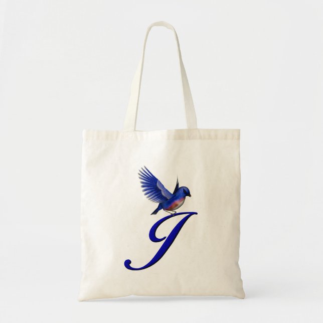Blåfågelmonogram initial J Tygkasse (Framsidan)