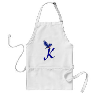 Blåfågelmonogram initial K Förkläde