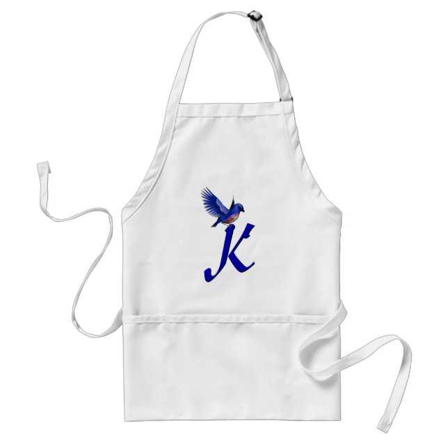 Blåfågelmonogram initial K Förkläde (Framsidan)
