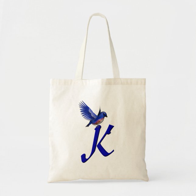 Blåfågelmonogram initial K Tygkasse (Framsidan)
