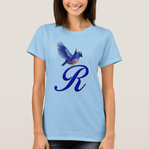 Blåfågelmonogram initial R Elegant Tee Shirt