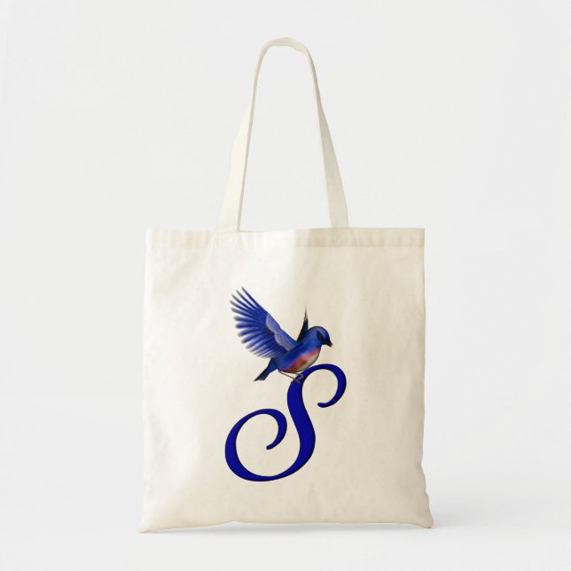 Blåfågelmonogram initial S Tygkasse (Framsidan)