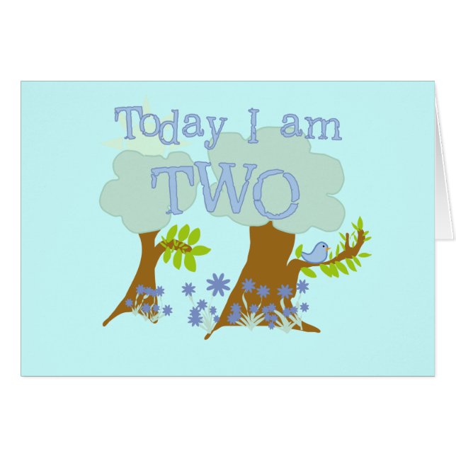 Blåfågelns andra födelsedag Tshirts och presenter Hälsningskort (Framsidan Horizontal)