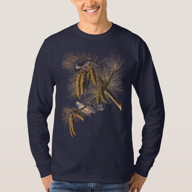 Blåfåglar av arten Titmus Audubon Bird T-shirt (Framsida)