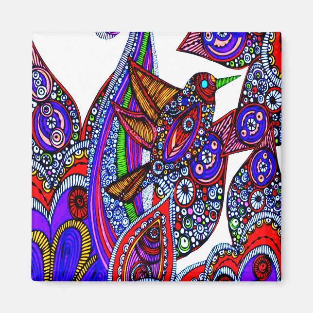 Blåfåglar av Paradise White Magnet (Framsidan)