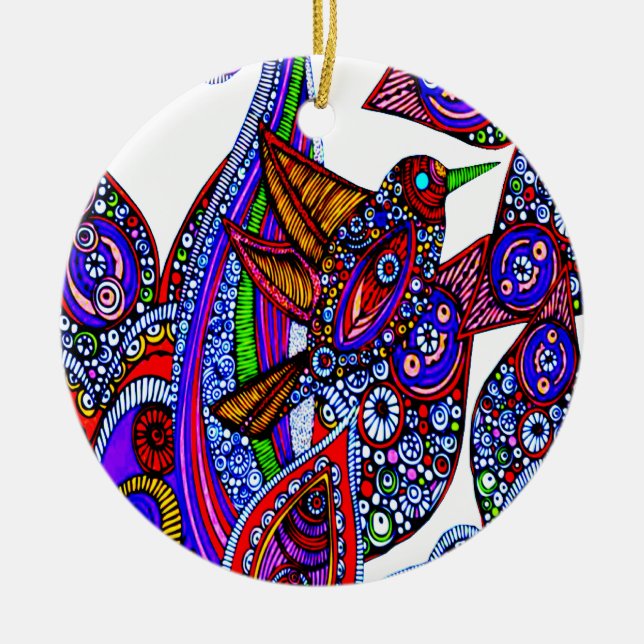 Blåfåglar av Paradise White Ornament (Framsidan)