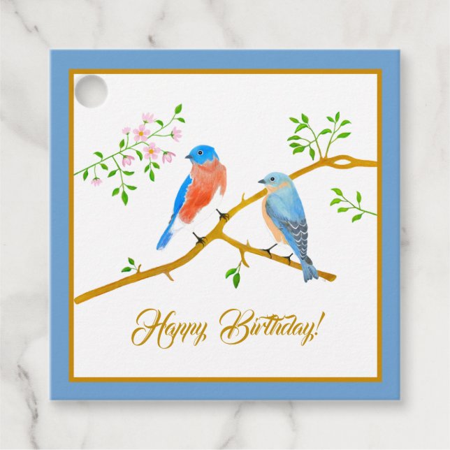 Blåfåglar Blå Ram Gåvor Etiketter (Framsida)