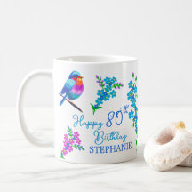 Blåfåglar Glöm mig inte Blommigt 80 födelsedagar