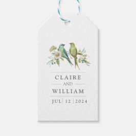 Blåfåglar Grönt Botaniska vattenfärgen Bröllop Presentetikett