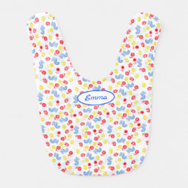 Blåfåglar i Nordiska Skandi Red Gula blommor Hakklapp