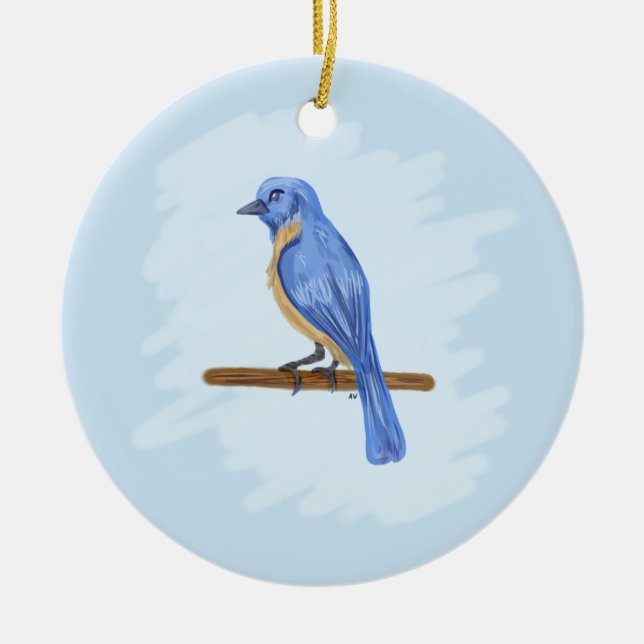 Blåfåglar Julgransprydnad Keramik (Framsidan)