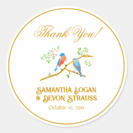 Blåfåglar Kuvertförslutningar Runt Klistermärke