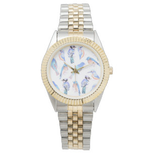 Blåfåglar med mosaikeffekt armbandsur