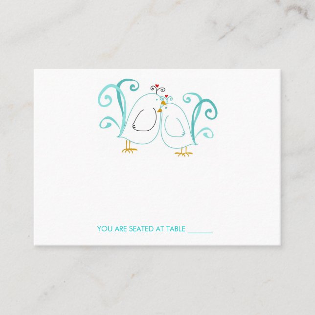 Blåfåglar och Blommar Placeringskort (Framsida)