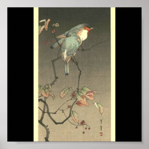 Blåfåglar på natten av Seitei Watanabe 1851-1918 Poster