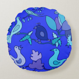 Blåfåglar Rund Kudde