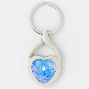 Blåfåglar som flyger i Himlar Twisted Heart Silverfärgad Nyckelring