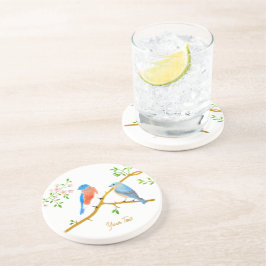 Blåfåglar Vit Sandsten Rund Ölkopp Underlägg