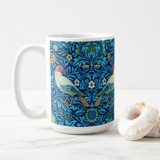 Blåfåglar William Morris art Kaffemugg (Med munk)