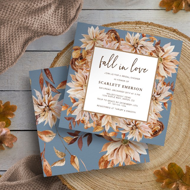 Blåfall i inbjudan till Möhippan Kärlek (Blue Fall In Love Bridal Invitation
)