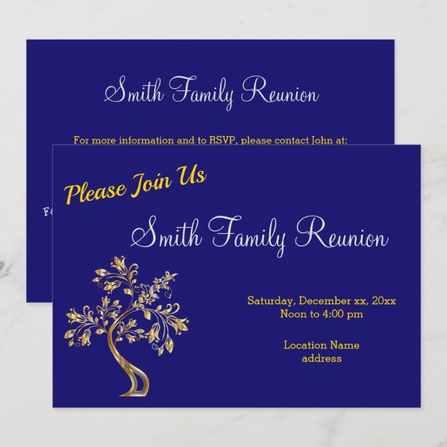 Blåfamiljens återföreningsinbjudan inbjudningar (Fram/baksida)