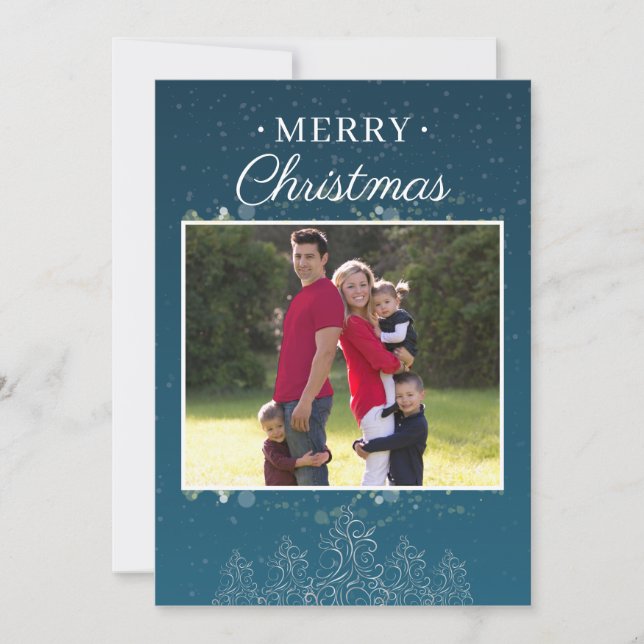 Blåfamiljs fotokort för Bild God jul (Framsida)