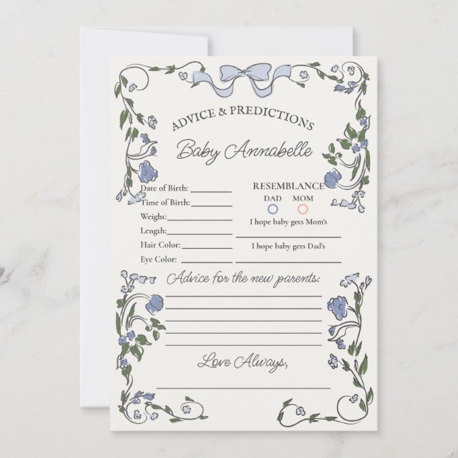 Blåfärdigt marknadsråd för färsk Blommigt för Baby Inbjudningar (Framsida)