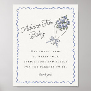Blåfärdigt marknadsråd för färsk Blommigt för Baby Poster