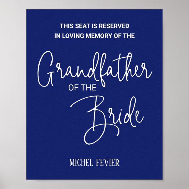 Blåfarfar till Bride Memorial Bröllop Poster (Framsidan)