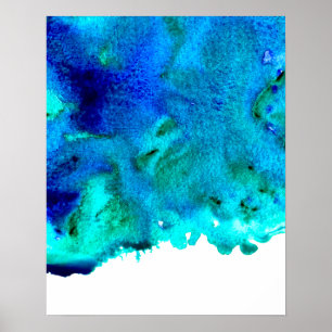 Blåfärgad abstrakt Havsdesign Poster