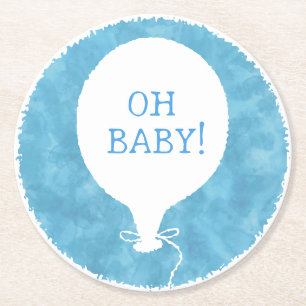 Blåfärgad Anpassningsbar Text Babykläder Oh Baby Underlägg Papper Rund