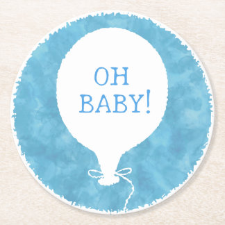 Blåfärgad Anpassningsbar Text Babykläder Oh Baby Underlägg Papper Rund