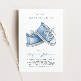 Blåfärgad Baby Shoes Det är en Baby-bruch Inbjudningar