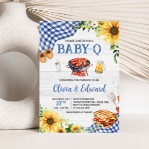 Blåfärgad babyskor för BBQ Inbjudningar