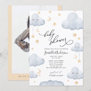 Blåfärgad babystövel av typen Twinkle Little Star Inbjudningar