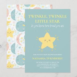 Blåfärgad babystövel för Cute Twinkle Little Star Inbjudningar
