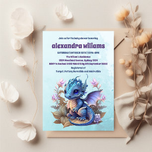 Blåfärgad babystövel för Cute Watercolor Blue Drag Inbjudningar