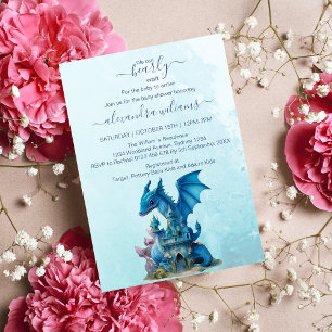 Blåfärgad babystövel för Cute Watercolor Blue Drag Inbjudningar