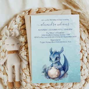 Blåfärgad babystövel för Cute Watercolor Blue Drag Inbjudningar
