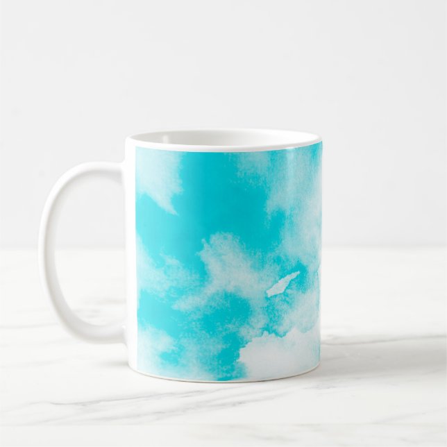 Blåfärgad bakgrund kaffemugg (Vänster)
