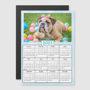 Blåfärgad bakgrundsbild - Mini 2021-kalender Magnetisk Inbjudningskort