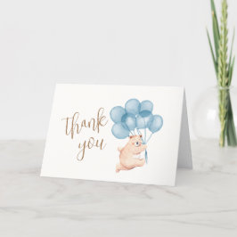 Blåfärgad ballong Lycklig Bear Baby Shower Tack Kort
